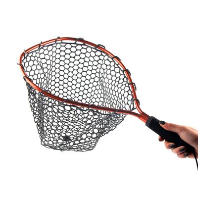 China Monofilament 4 Colors 35 Cm Fishing Net Portable Hand Held Rubber Landing Nets With Elastic Rope And Loop for sale