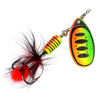 China Lattmo Spinner Bait Spoon Bass Lures 7.5g 12g 17.5g Hard Metal Fishing Lure With Feather Treble Hooks For Pike Fishing L-SP-503-K for sale