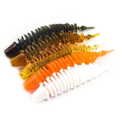 China 5pc/lot Lattmo Orange 8cm/6.6g Lures White Blackworms Soft Fishing Lure Worm Soft Artificial Trout Bait Fishing Lure 8cm for sale