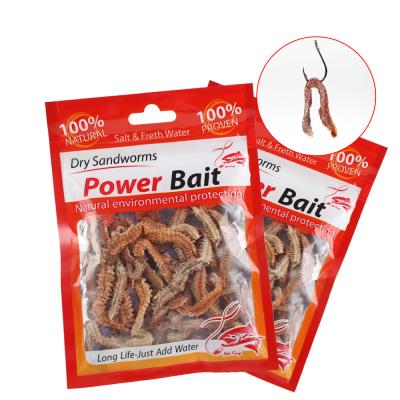 China High quality worms 10g/bag freeze-dried soft fishing lugworm real freeze-dried dry groundbait molten lure sandworm sea fishing soft fishing groundbait for sale