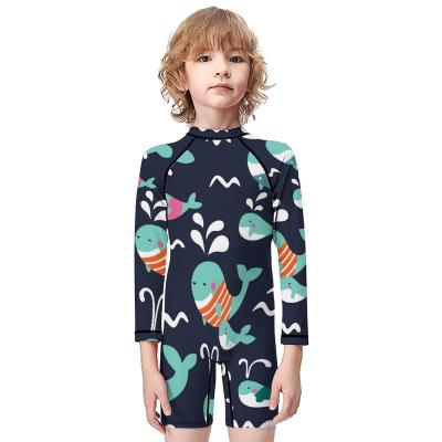 China Breathable Long Sleeve Fitness Baby Kids Print O Neck Fashion Design Boy One Piece Swimwear for sale