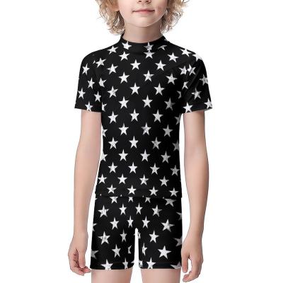 China Breathable New Baby Boy Kids Print O Neck Star Style OEM Two Piece Swimwear for sale