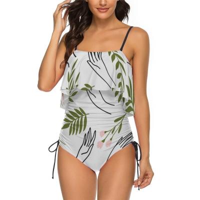 China Plus Size 2022 Summer Print Halter Plus Size Swimwear Luxury Women One Piece Swimwear for sale