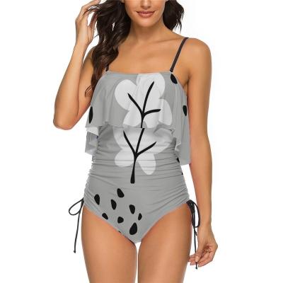 China 2022 Wholesale Plus Size Print Halter Plus Size Women Swimsuit Bikini One Piece Swimwear for sale