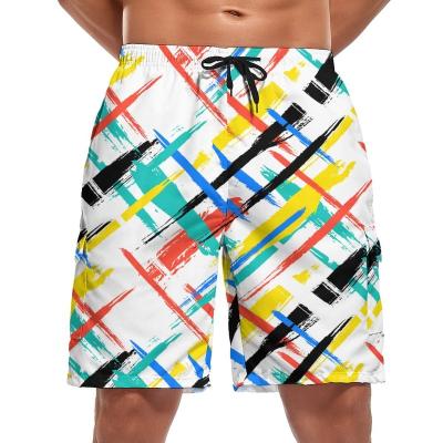 China 2021 Anti-wrinkle fashion printing elastic waist pocket swimming men's cock plus size beach shorts knee length for sale