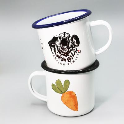 China Diswashable Wholesale Disposable Sublimation Logo Enamel Safe Vintage Customized Coffee Mug for sale