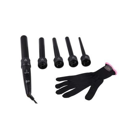 China Hot Selling 2022 Private Label Hair Salon Equipment 5 in 1 Tourmaline Curling Iron Set with Interchangeable Barrels 5p Hair Curler Set for sale