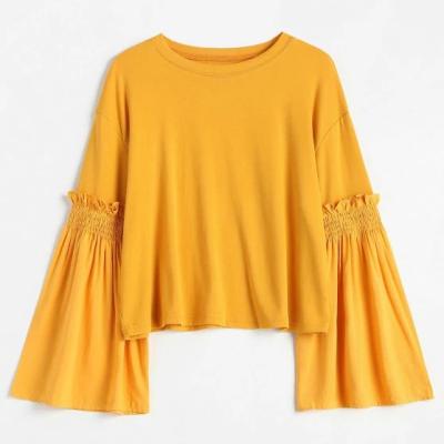 China Plus Size Women Clothing Long Ruffles Flare Sleeve T Shirt for sale