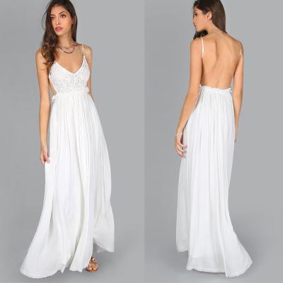 China Greek Goddess V neck Maxi Crochet Dress Summer Apparel for sale