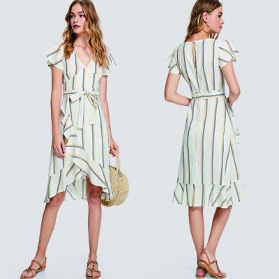 China lady fashion and casual striped dress for sale