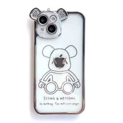 China Mobile Phone Shockproof Plating Bags With Drill For iPhone Trend Pattern Case Graffiti Violence Bear Phone Case Bumper Shockproof Silicone for sale