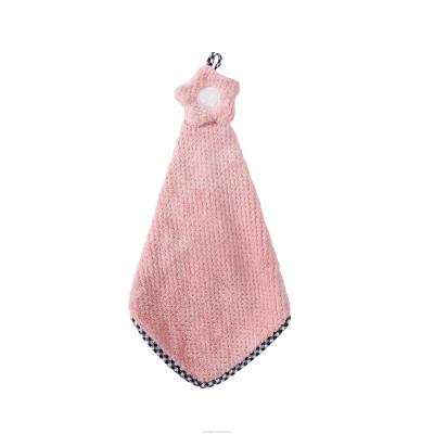 China Custom Sustainable Promotion Soft Cute Washable Microfiber Hand Hanging Drying Towel For Restaurants for sale