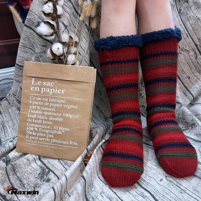 China Anti-slip Homethick Striped Women's Anti-slip Home Socks for sale