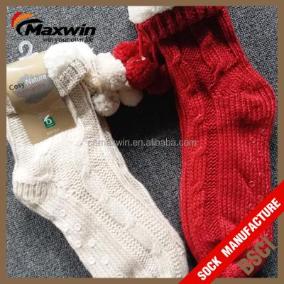 China Double layer anti-slip pom pom socks soft comfortable /home anti-skid/good quality for sale