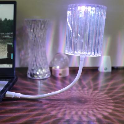 China Portable Creative Usb Bedroom Home Dinner Wedding Touch Decor Decorative Led Rechargeable Hotel Crystal Beside Dinning Table Lamp for sale