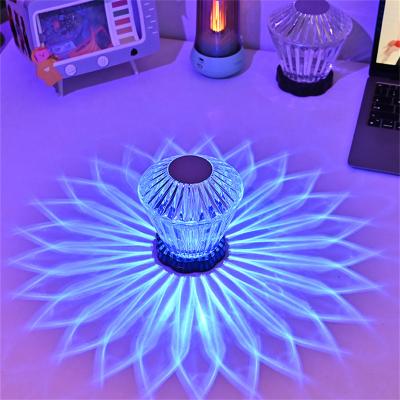 China Portable Creative Table Lamp 16Colors Touch LED Desk Lamp Romantic Crystal Atmosphere Lamp USB Night Light for Restaurant/Hotel/Home Decor for sale