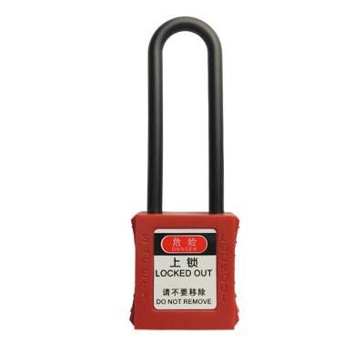 China Widely Used 76MM Red Steel Chormeplated Steel Shackle Occupational Safety Lock Tag Out Padlock for sale