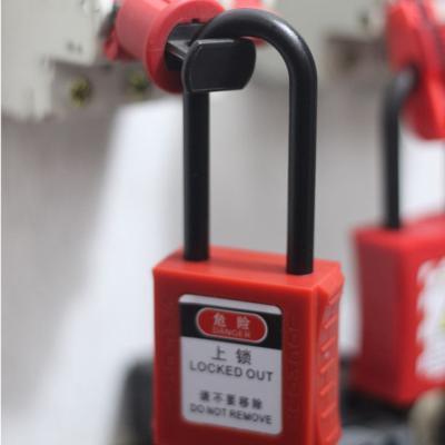 China Factory Direct Selling Safety Padlock High Durable Long Shackle Safety 53mm Red Padlock for sale