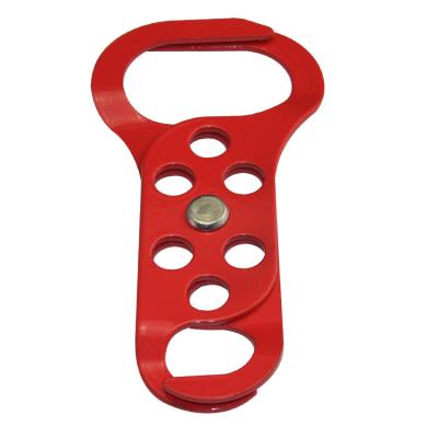 China Flower 8 Holes Aluminum Flame Retardant Red Steel Security Multiple Key Lockout Hasp Devices With Double Ends for sale