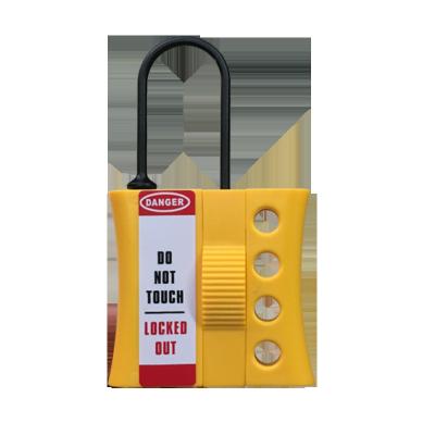 China Flower 4 Holes Aluminum Flame Retardant Durable Plastic Yellow Nylon Nylon Key Lockout Key Latch Hasp for sale