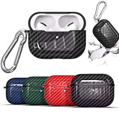 China For AirPods pro For AirPods pro Case Cover Device Carbon Fiber Luxury Shockproof Earphone For Air Pods Pro Case 2019 With Key Chain for sale