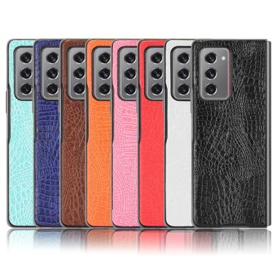 China Anti-drop Crocodile Skin PU Leather Back Cover Phone Case For Samsung Galaxy Z Fold2 5G 7.6