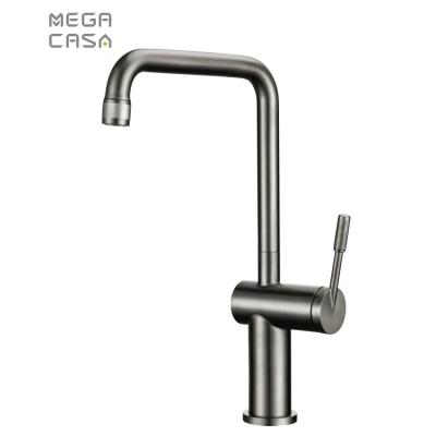 China Modern Hot Selling Deck Mounted Kitchen Mixer Tap Hot And Cold Gun Gray Kitchen Faucet Gold for sale