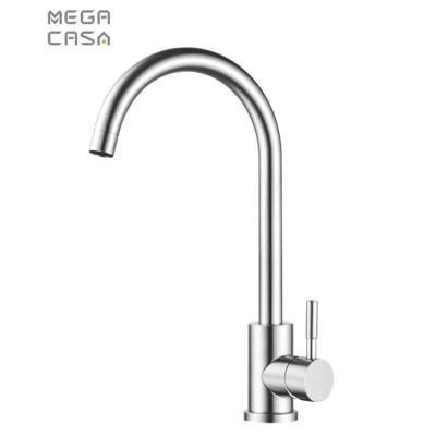 China Modern Round Brush Kitchen Sink Faucet Mixer Hot And Cold Single Handle Standard 304 Faucet for sale