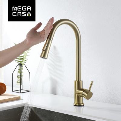 China Two Way Faucets Gold Pull Water Mixer Tap Bowl Stainless Steel Garden Bathroom Kitchen Sink Faucet for sale