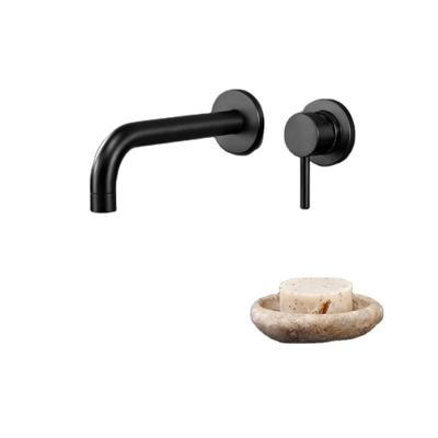 China Luxury Modern Hotel Wash Sink Mixer Set Single Black Wall Mounted Bath Handle Art Basin Faucet for sale