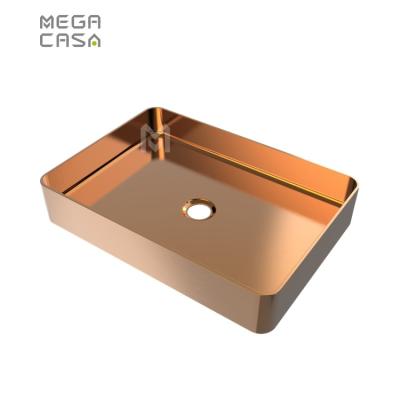 China Modern Gold Plated Rectangle Bathroom Basin Top Rectangle Bathroom Vanity Room Faucet Sink Cabinet Room Faucet for sale