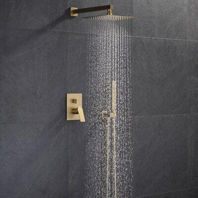 China Modern Luxury Gold Free Slide Bar Concealed Designer Stainless SUS304 Square Faucet Rain Shower Set for sale