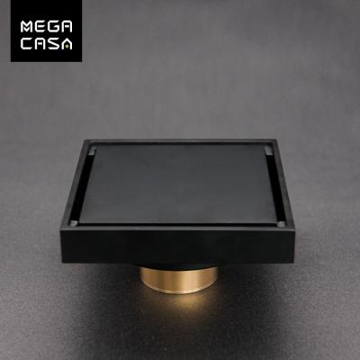 China Modern Black Brass Square Bathroom Floor Drain Anti-Smell Shower Drains for sale