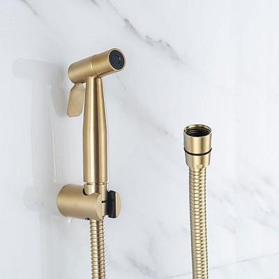 China 304 Stainless Steel Gold Bathroom Accessories Modern Brushed Shattaf Shower Head Hose Cleaning Bidet For Personal Hygiene for sale