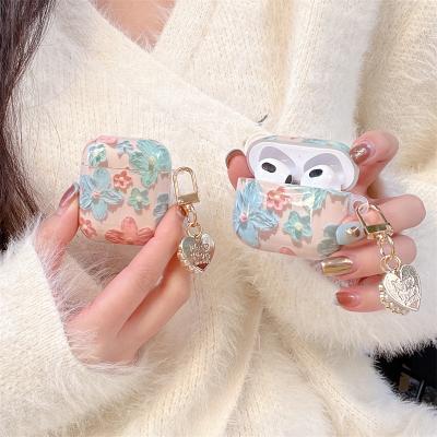 China Sustainable 2023 Fashion Oil Painting Flower Pendant TPU Wireless Earphone Case Cover For AirPods Pro Wireless Earbuds Case for sale