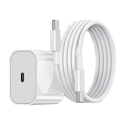 China Mobile Phone Factory Custom Wholesale Mobile Phone Data Cable And Power Adapter 20W PD Fast Charging USB C Charger Set For i Phone Apple for sale