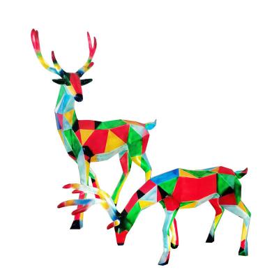 China FRP+Special painting for creative sketch lighting creative sketch outdoor automobiles stainless steel landscape section stainless steel deer square animal modeling light sculpture for sale