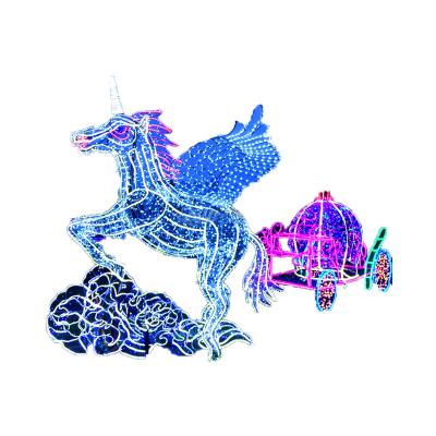 China Customized 8 Light ABS Pumpkin Carriage Double Horse Riding DP Dot Christmas New Year Maker Fantasy Festivals Epoxy Modeling Ornaments for sale