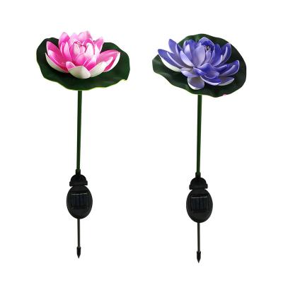 China Festival Rubber Party Solar Landscape Lawn Green Belt Lantern Simulation Lotus Decorative EVA Low Voltage Lights for sale