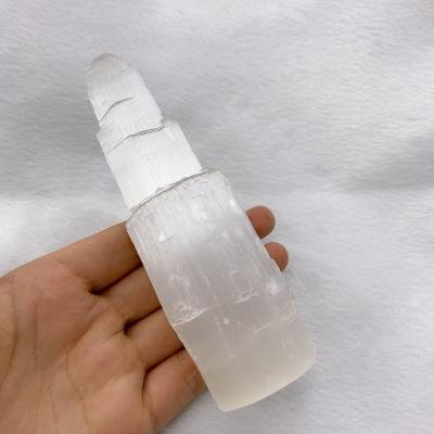 China China Wholesale Natural High Quality Healing Gypsum Selenite Point White Crystal Tower for sale