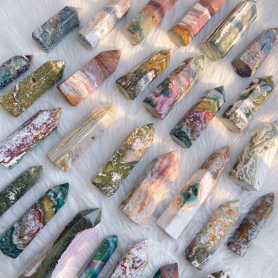 China 2022 Hot Sale Donghai Top Quality Ocean Jasper JO Tower Energy Healing Crystal Crafts Colorful Points Tower for sale