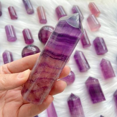 China 2022 Donghai hot sale top quality donghai crystal pink purple energy healing point tower Crystal Crafts for sale