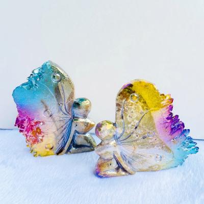 China China Hot Selling Plating Groups Colorful Butterfly Crystal Stone Healing Stone For Decoration Gift for sale