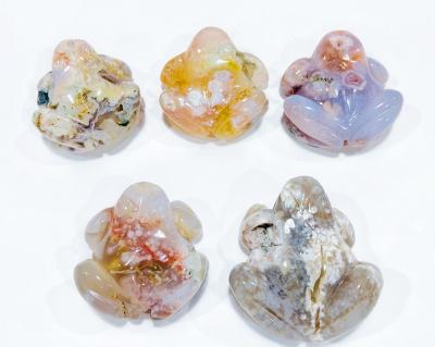 China China Natural Sea Jasper Frog Carving Piece Crystal Stone Healing Stone For Decorative Gifts for sale