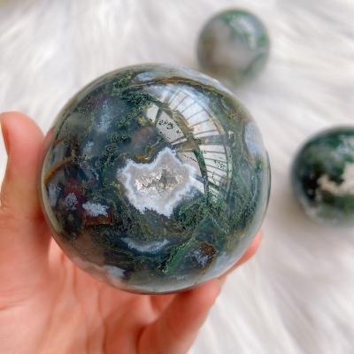 China Travel Agency Wholesale Bulk Natural Healing Ocean Moss Agate Crystal Crystal Ball For Gift Or Decoration for sale