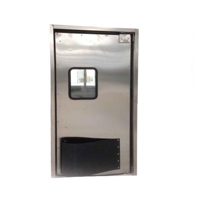 China Food Industry Waterproof Restaurant Single Traffic Swing Doors With Black Bumper Plate for sale