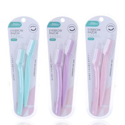 China Safety Eyebrow Trimmer For Women Lameila Beauty Face Shaver Eyebrow Shaper Plastic Safety Eyebrow Trimmer 2pcs/set For Women A0820 for sale