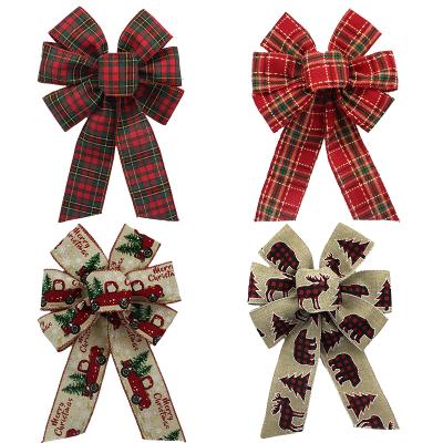 China In Christmas Velvet Bow Plaid Ribbon Red Bows Christmas Bowknots Christmas Glitter Supplier Decorations Large Gift Bow Wholesale Tree Running for sale