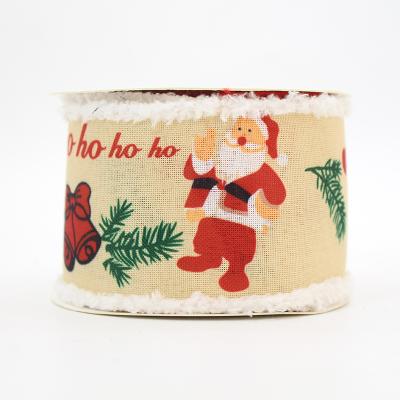 China Wholesale Custom Recyled Merry Christmas 2.5inch Ribbon Plaid Wired Edge Christmas Decorative Ribbon Roll For Gift Crafts Packaging for sale