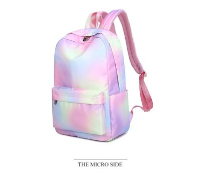 China Waterproof Gradient Color Bag For Girl Crash Color Backpack School Bag For Women Backpack for sale